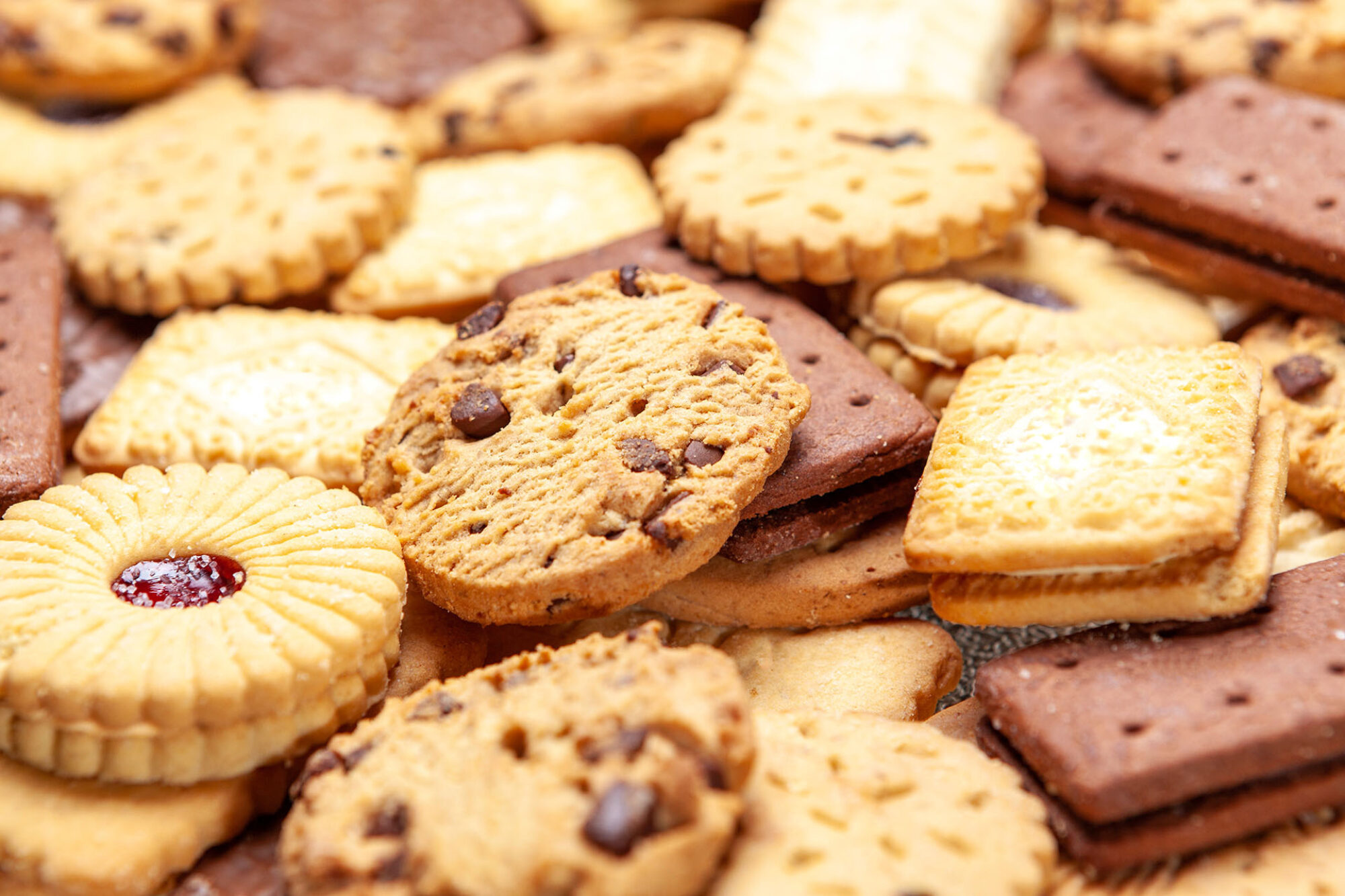 An assorted selection of British biscuits